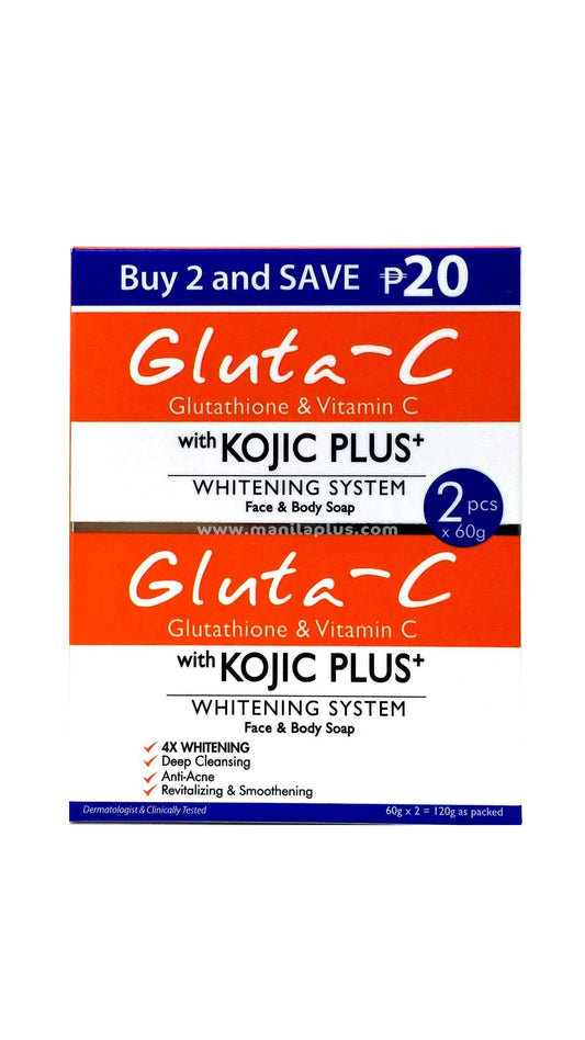 Gluta C Glutathione & Vitamin L With Kojic Plus+ 60g 2pcs | Manilaplus.com