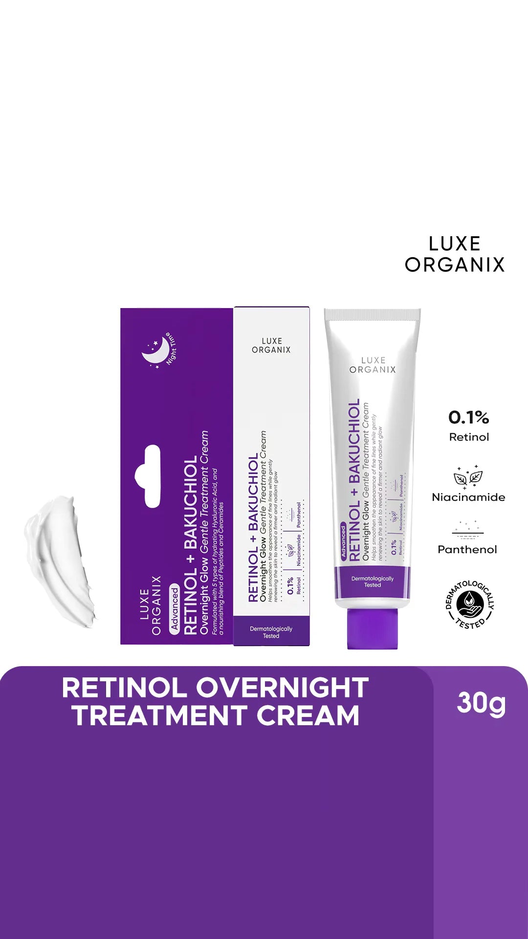 Luxe Organix Advanced Retinol + Bakuchiol Overnight Glow Cream 30g | Manilaplus.com