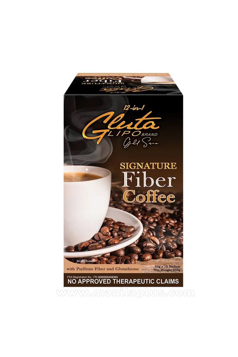 Gluta Lipo 12in1 Signature Fiber Coffee 25g x 10 Sachets | Manilaplus