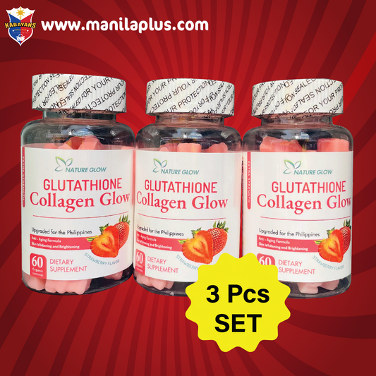 Nature Glow Glutathione Collagen Glow – 60 Organic Chewable Gummies (3pcs SET)