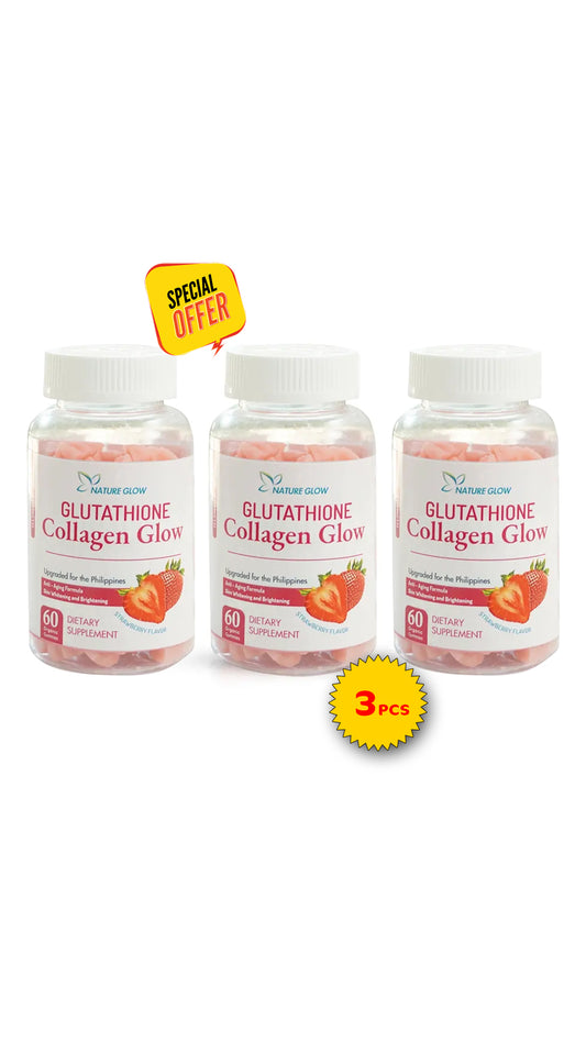 Nature Glow Glutathione Collagen Glow – 60 Organic Chewable Gummies (3pcs SET)