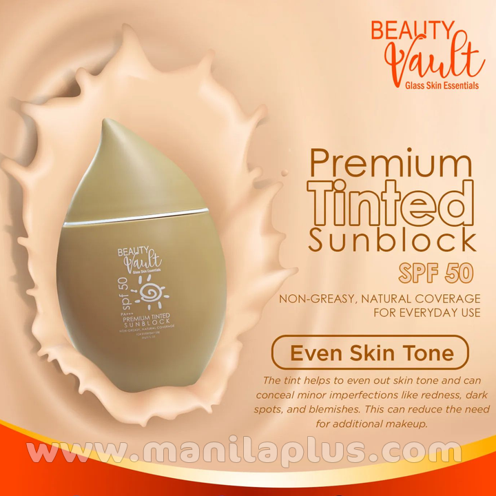 Beauty Vault Premium Tinted Sunblock SPF50 - 50g | Manilaplus