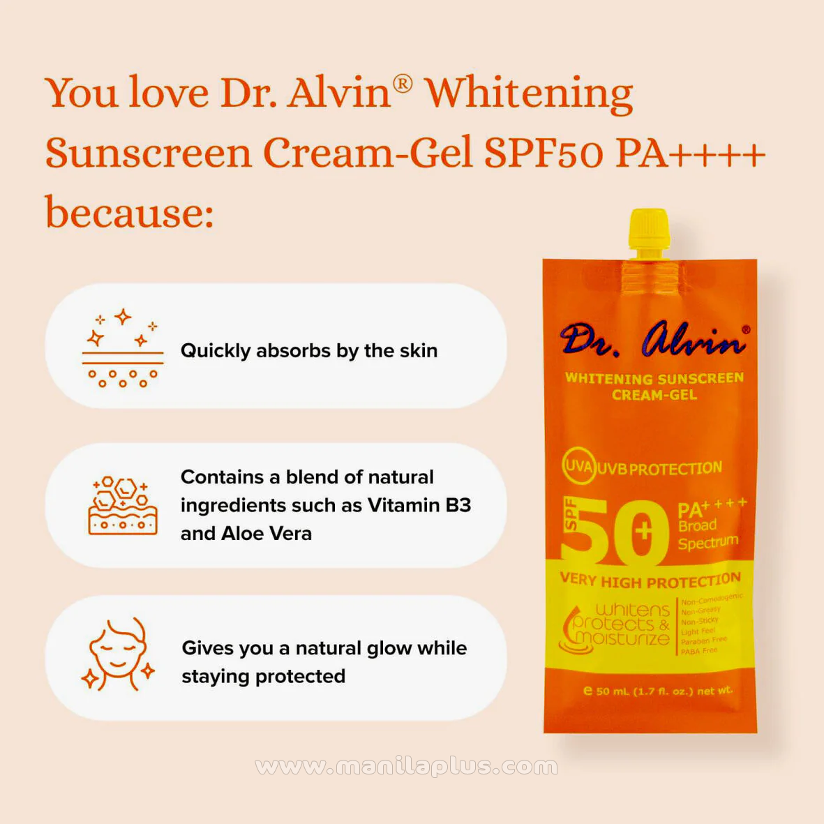 Dr. Alvin Sunblock SPF 50 | Manilaplus